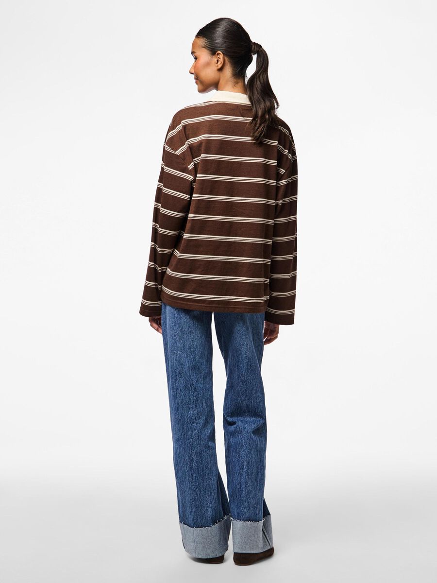 Pieces PCSADIE LONG-SLEEVED POLO, Chicory Coffee, highres - 17157883_ChicoryCoffee_1184893_004.jpg
