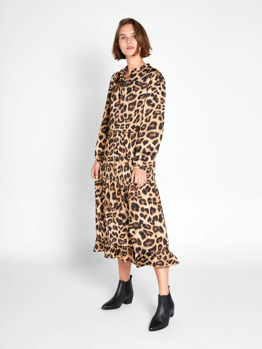 DIERENPRINT MIDI JURK Zwart PIECES® België