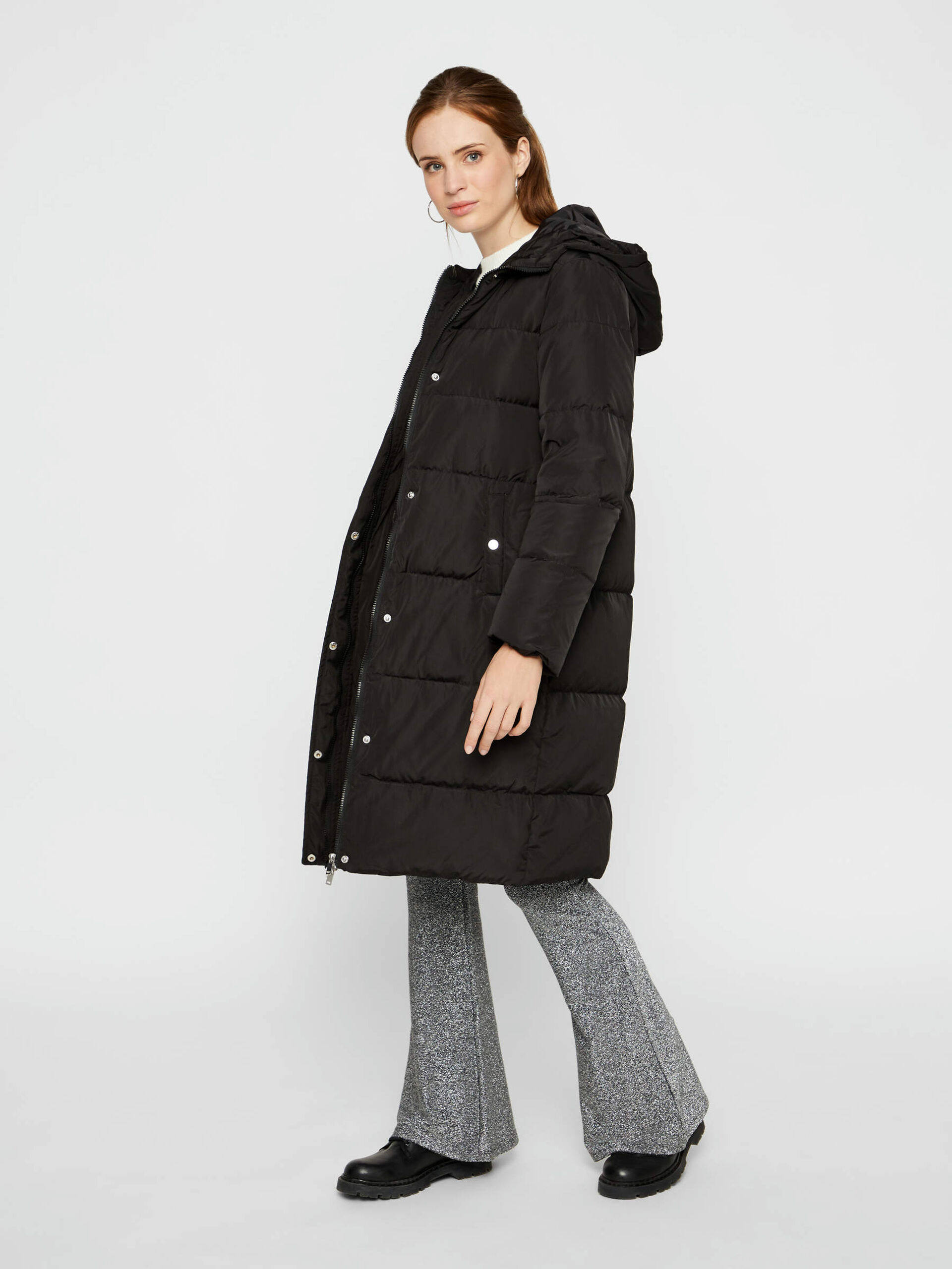 Carousel image - ADJUSTABLE HOODED DOWN COAT, Black | 3