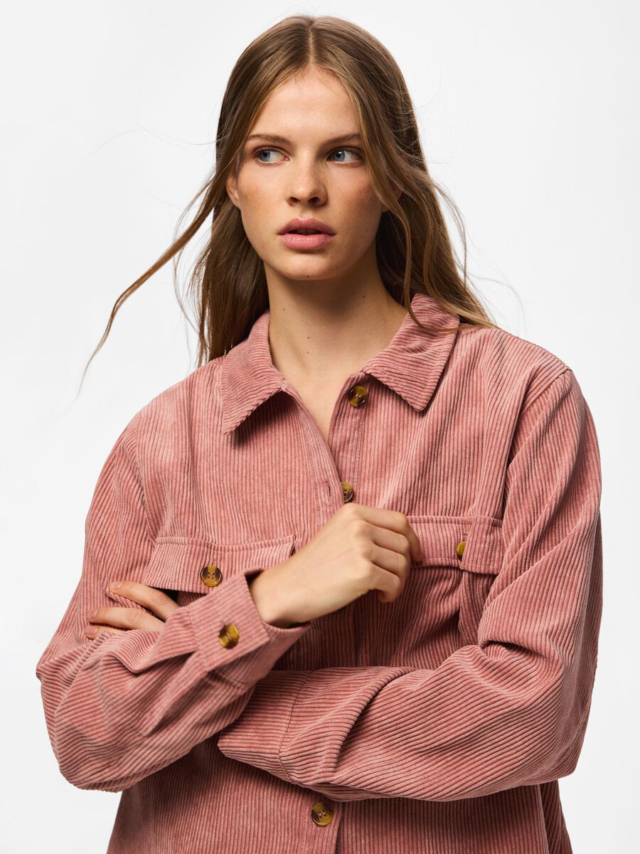 Pceffi corduroy  shirt, colour: ash rose, pink, detail
