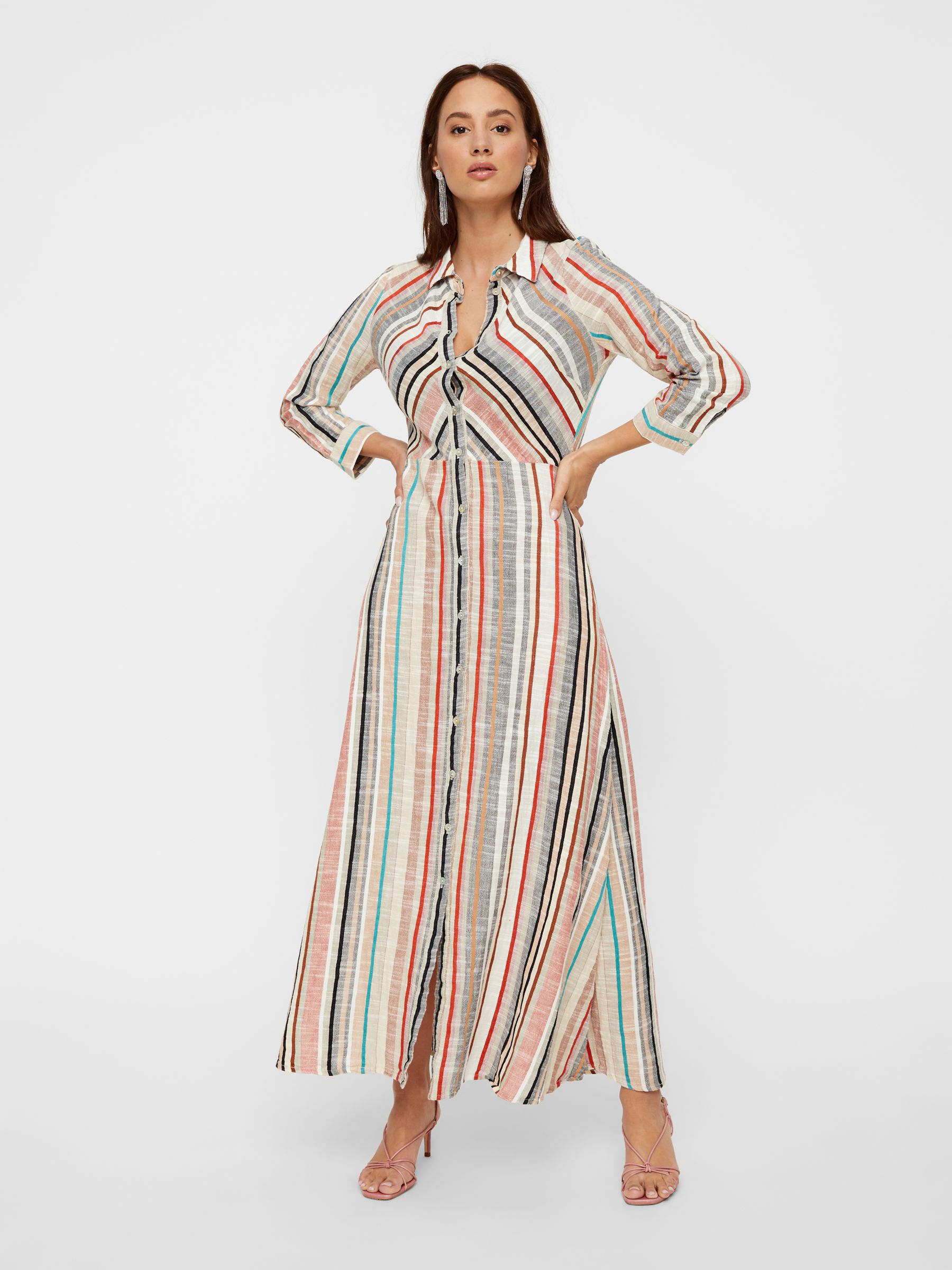 Striped cotton discount maxi dress