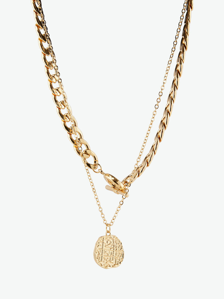 Pieces MULTIROW NECKLACE, Gold Colour, highres - 17118103_GoldColour_001.jpg