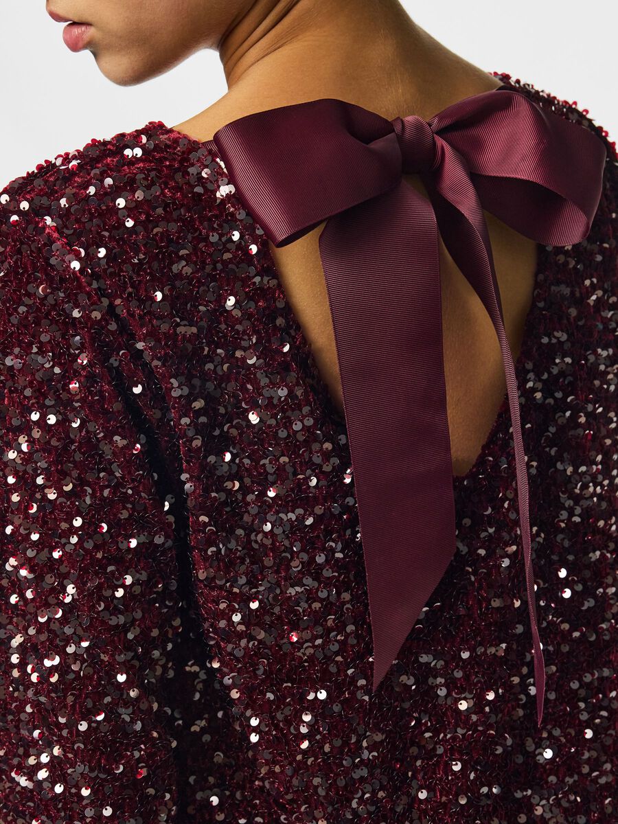 Carousel image 4 PCKAMMY SEQUIN DEEP BACK DRESS, Tawny Port