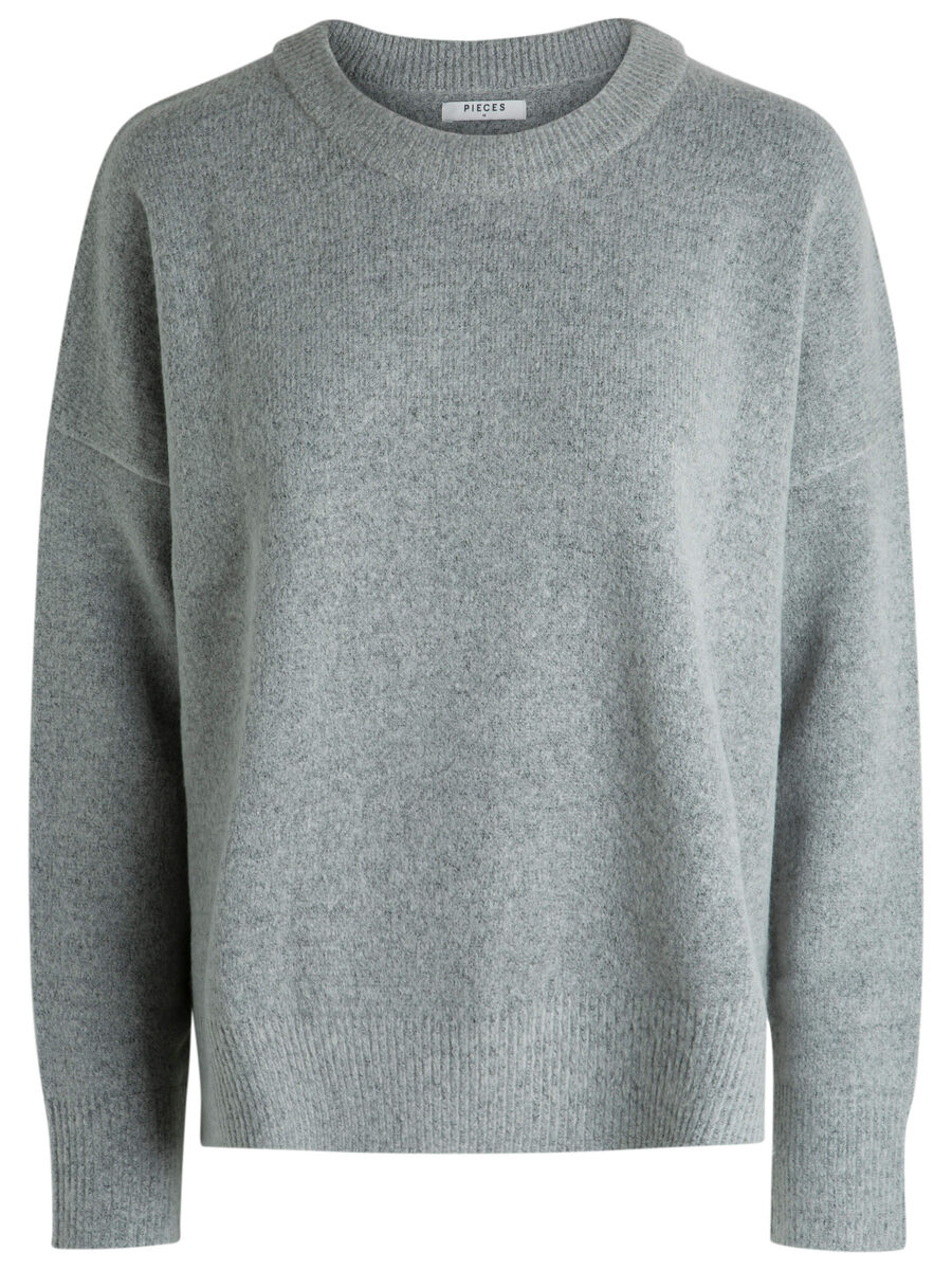 Pieces STRIKKET PULLOVER, Medium Grey Melange, highres - 17085845_MediumGreyMelange_001.jpg