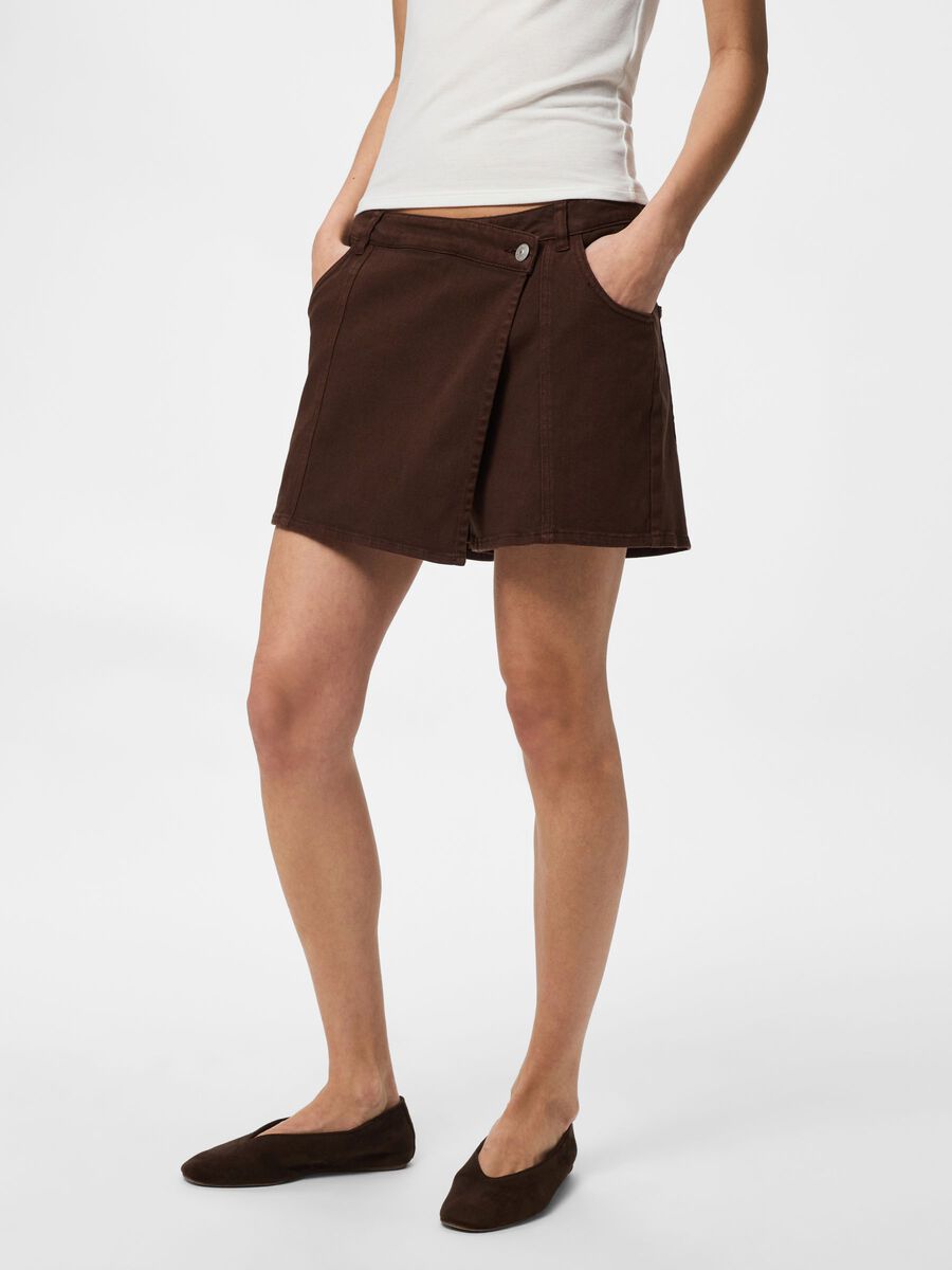 Product carousel image - PCSALUME MW DENIM SKORT, Chicory Coffee | 1