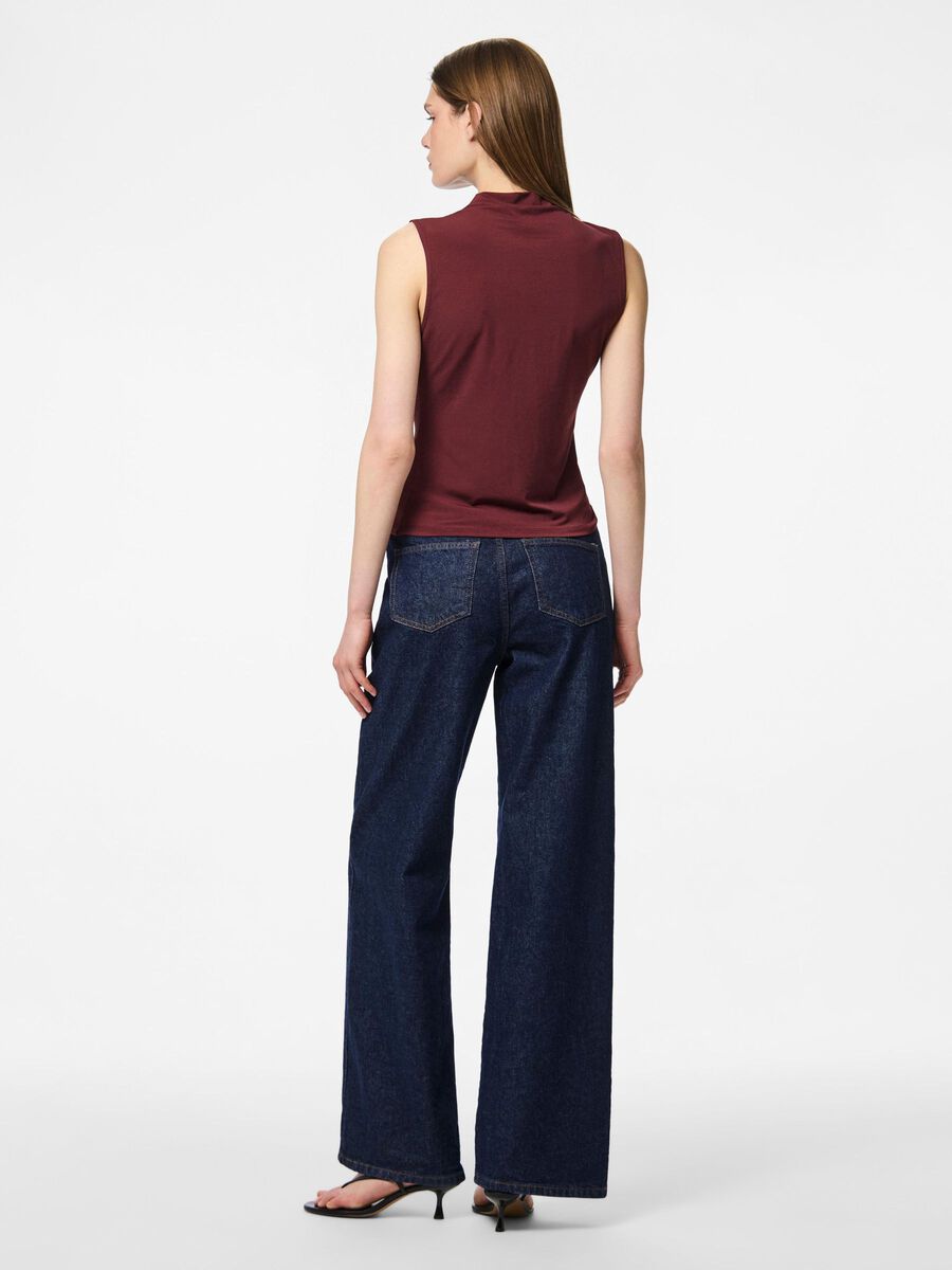 Pieces PCMADISON DRAPED SLEEVELESS TOP, Tawny Port, highres - 17151143_TawnyPort_004.jpg