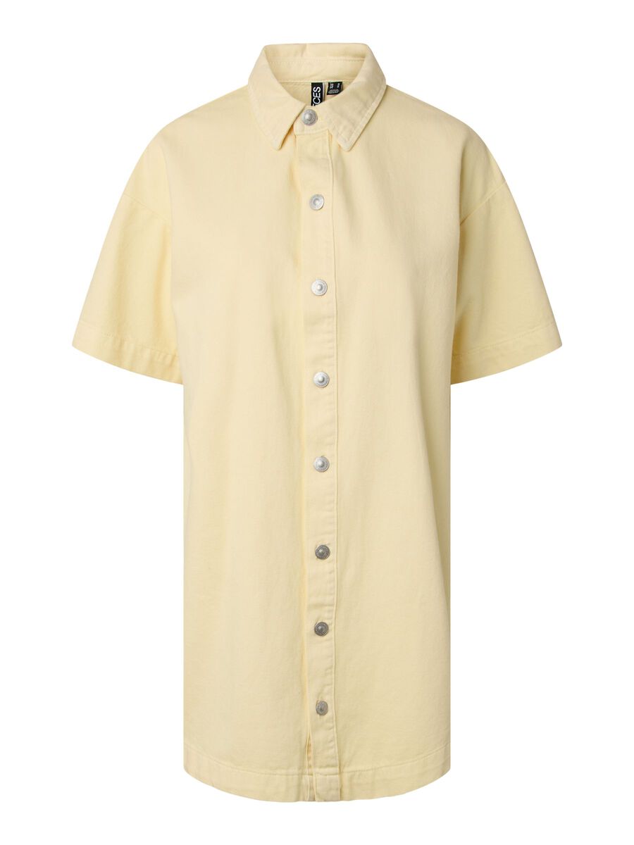 Product carousel image - PCSKY A-SHAPE DENIM MINI DRESS, French Vanilla | 2