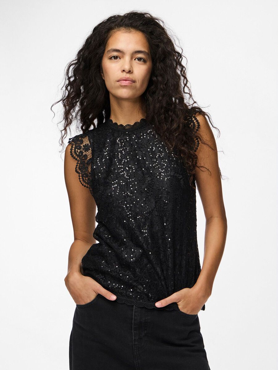 Pieces PCOLLINE MOUWLOZE TOP, Black, highres - 17151588_Black_003.jpg
