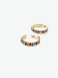 Pieces COLOURFUL CRYSTAL HOOP EARRINGS, Gold Colour, highres - 17100405_GoldColour_723095_007.jpg