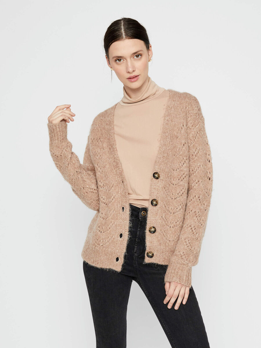 Pieces MØNSTRET STRIKKET CARDIGAN, Natural, highres - 17106370_Natural_003.jpg