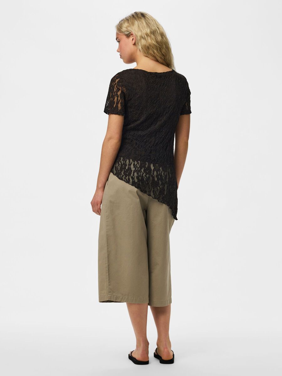 Product carousel image 2 PCARIANA ASYMMETRIC LACE T-SHIRT, Black