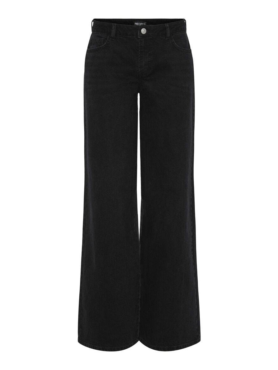 Pieces PCSELMA LW WIDE FIT JEANS, Black Denim, highres - 17152175_BlackDenim_001.jpg