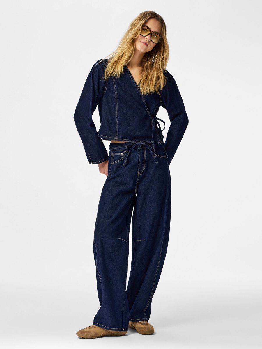 Carousel image - PCFENNA - DENIM BLOUSE CACHE-C&OElig;UR, Dark Blue Denim | 5