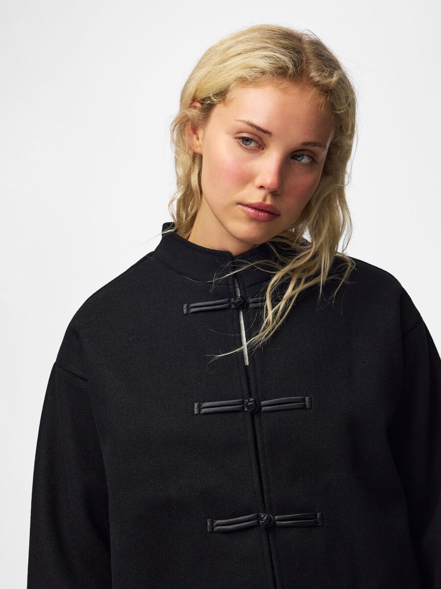 Pclisa mandarin-verschluss jacke, colour: black, schwarze, kreativ