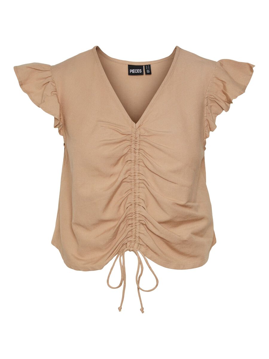 Pieces PCMILANO LINEN-BLEND TOP, Nomad, highres - 17140958_Nomad_001.jpg