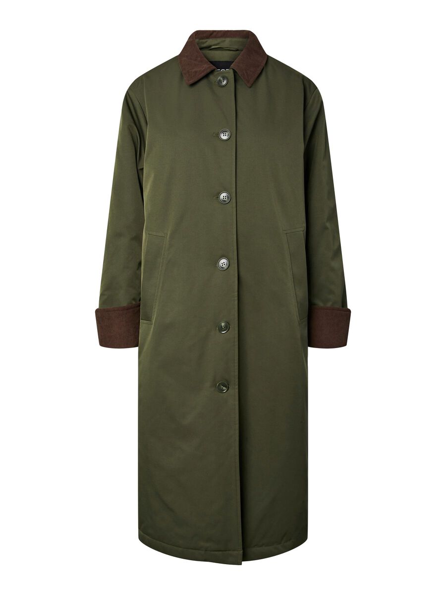 Product carousel image - PCJORMA LONG CORDUROY COAT, Forest Night | 2