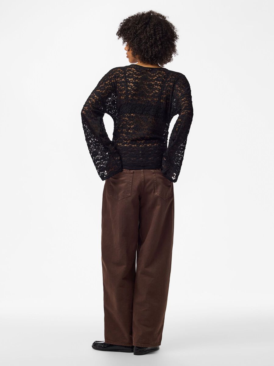 Product carousel image 2 PCALLI LACE LONG SLEEVED TOP, Black