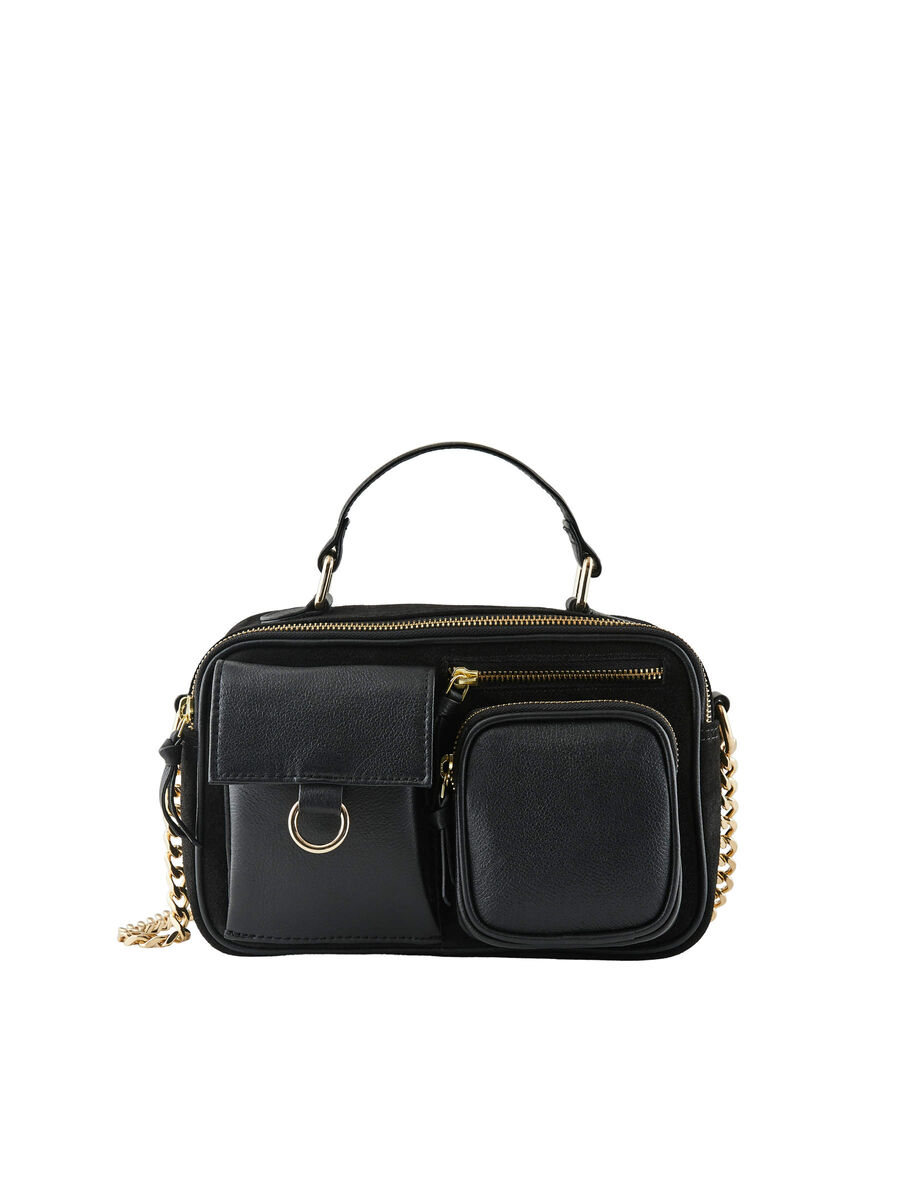 Pieces RECTANGULAR LEATHER CROSSBODY BAG, Black, highres - 17101812_Black_001.jpg