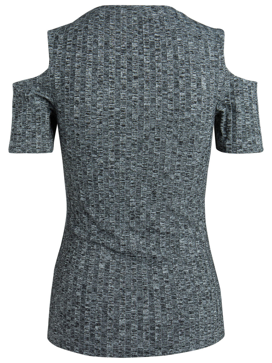 Pieces CUT OUT SKULDER TOP MED KORTE ÆRMER, Dark Grey Melange, highres - 17079773_DarkGreyMelange_002.jpg