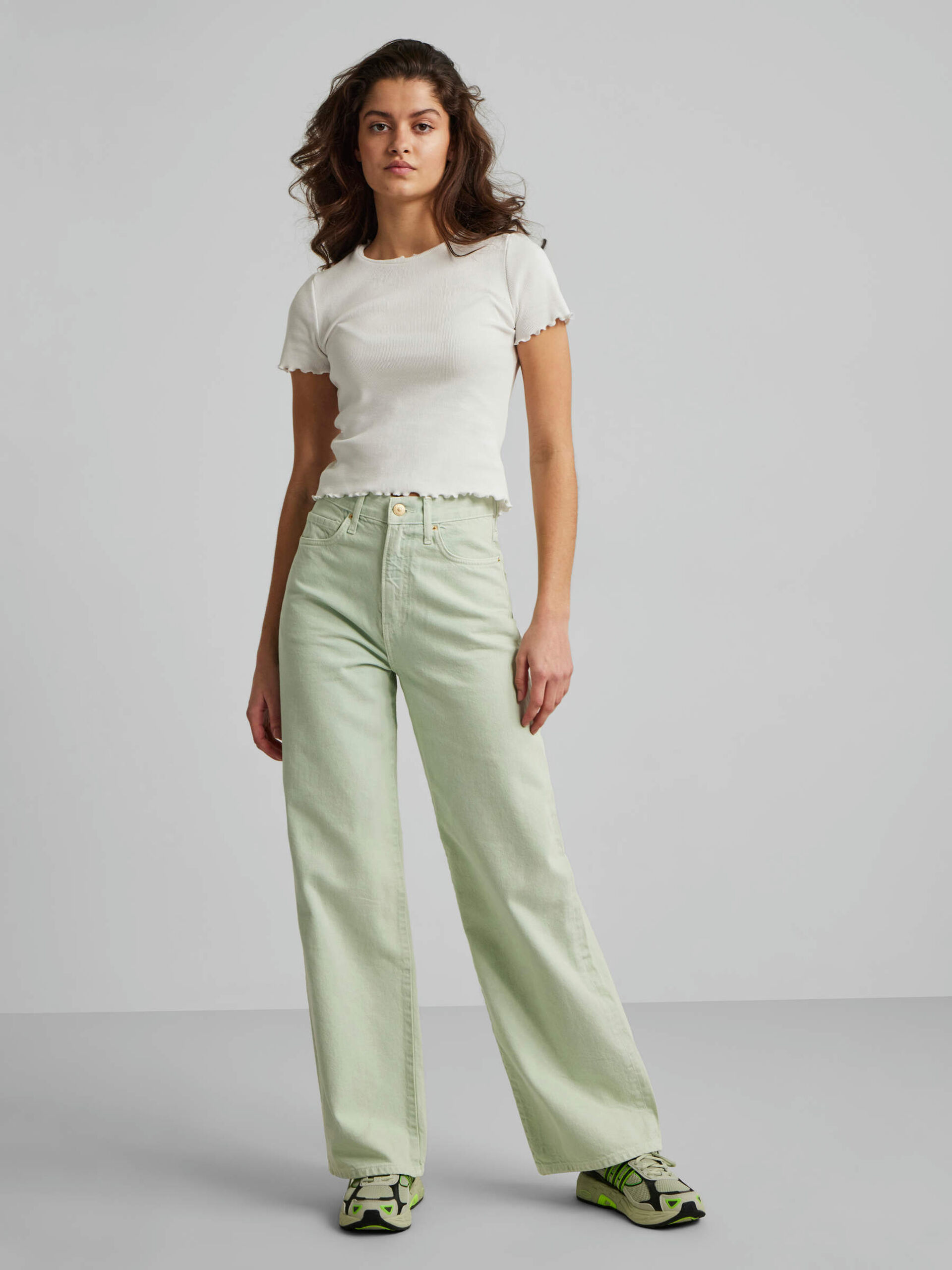 Carousel image - PCHOLLY HIGH-WAIST JEANS, Silt Green | 3