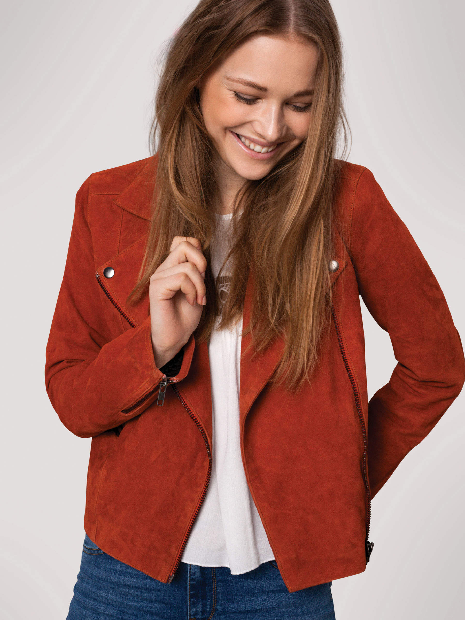 Veste en daim rouge shop