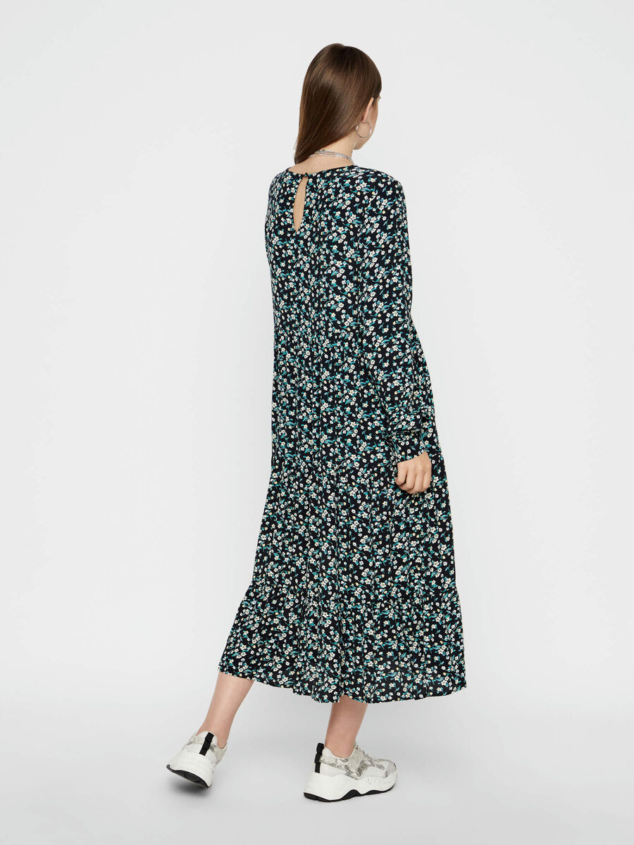 Pieces BLOMSTER PRINTET MIDI KJOLE, Black, highres - 17097823_Black_765194_004.jpg