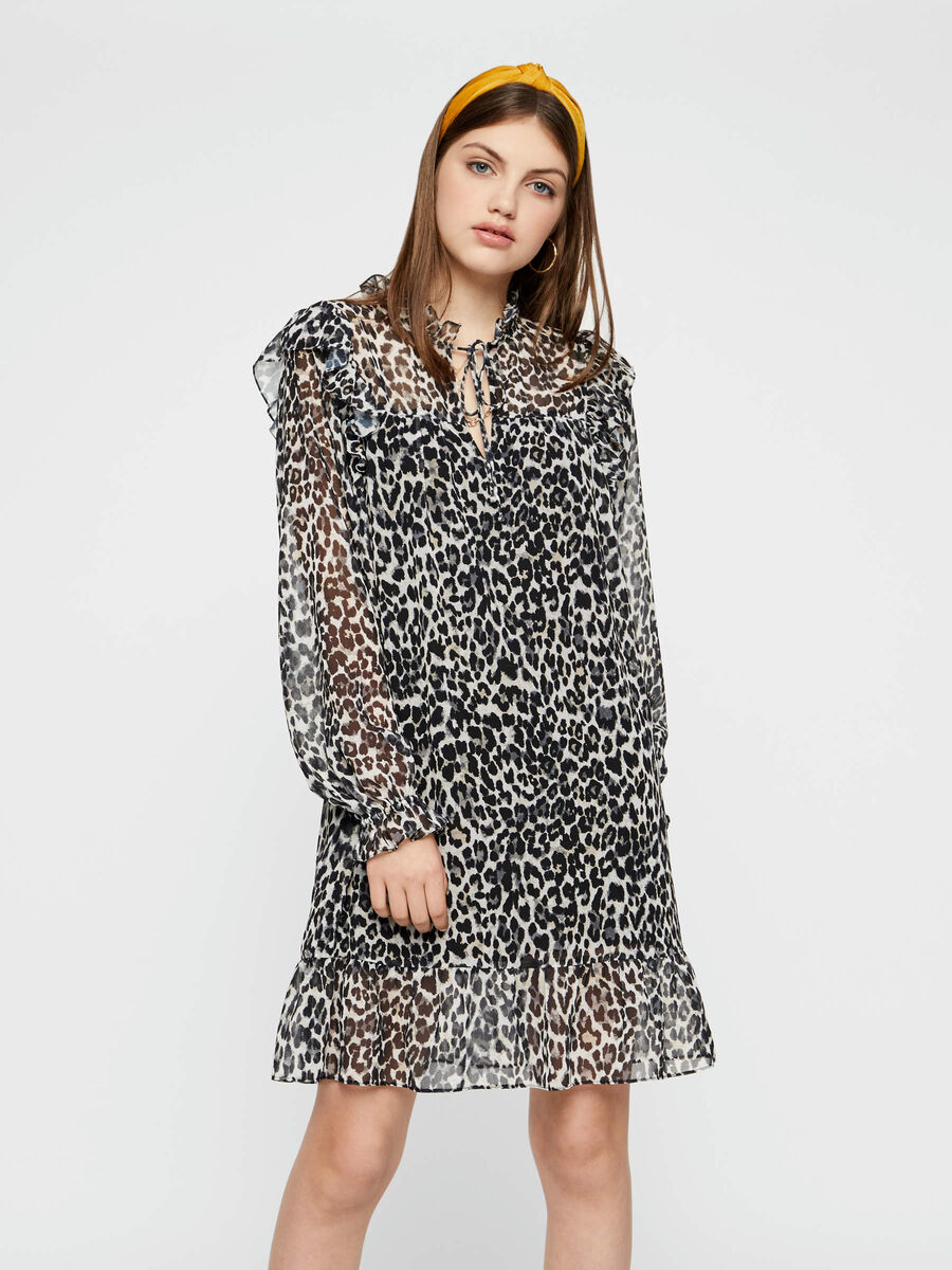 Pieces LEOPARD-PRINT MINI DRESS, Black, highres - 17103259_Black_754594_003.jpg