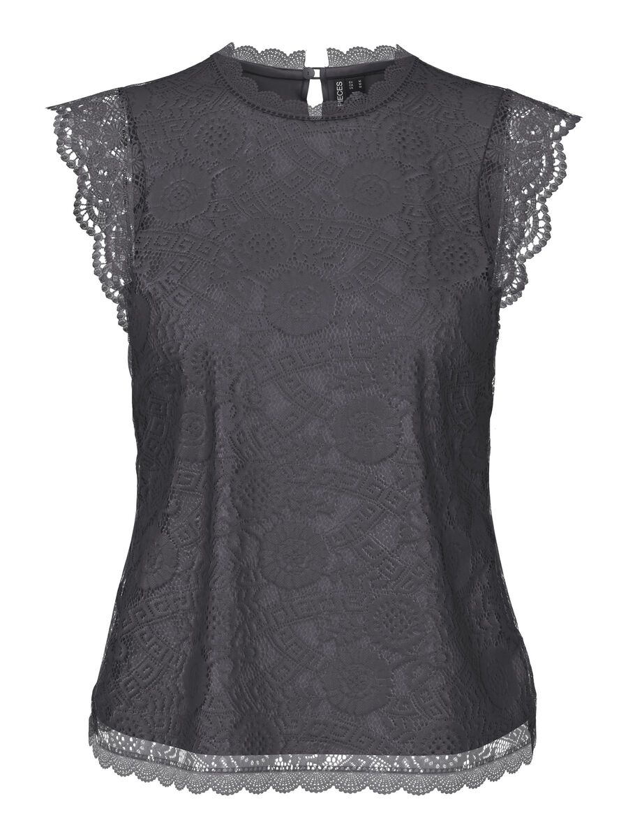 Pieces PCOLLINE LACE SLEEVELESS TOP, Magnet, highres - 17120454_Magnet_001.jpg