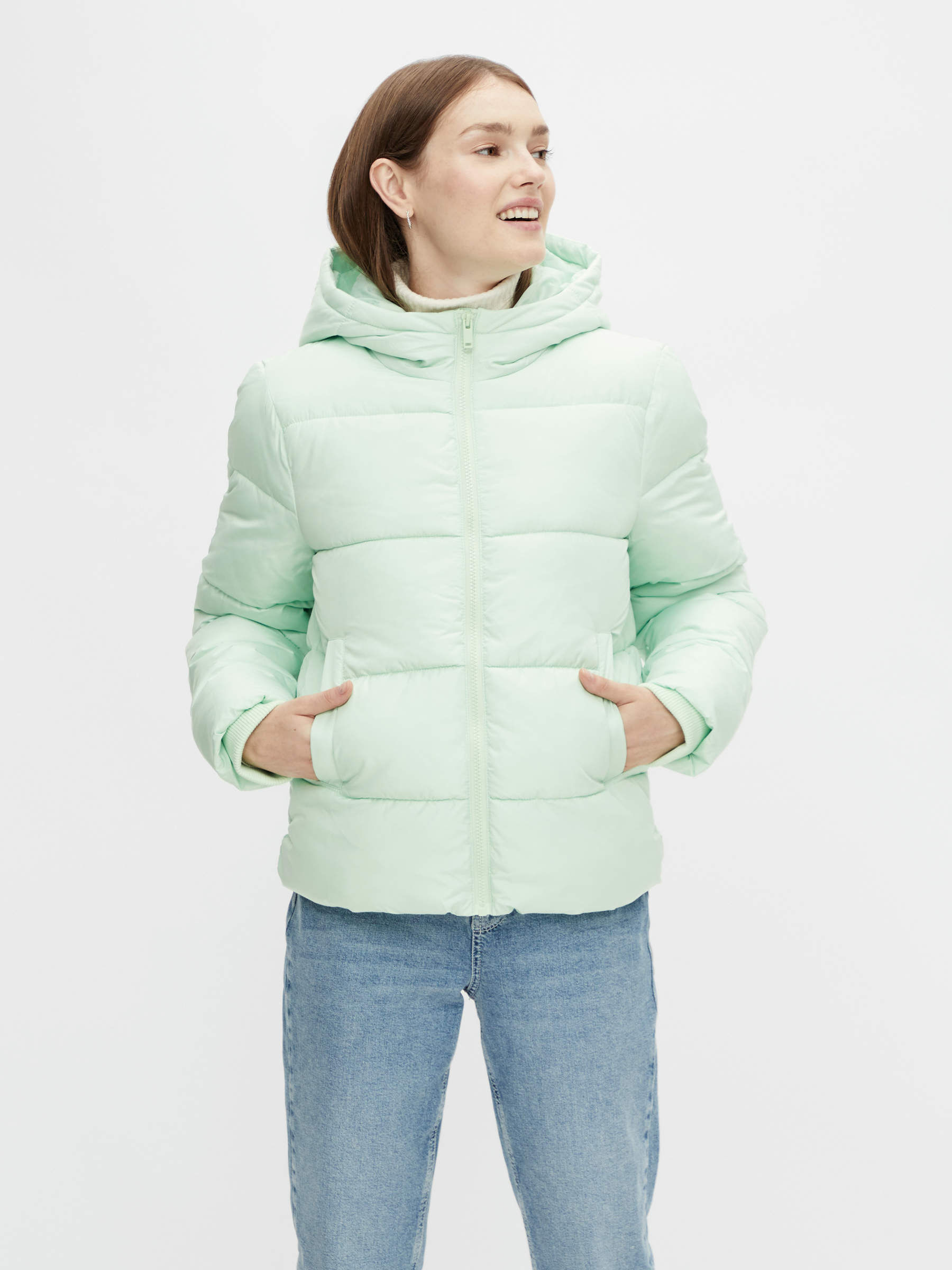 turquoise padded jacket