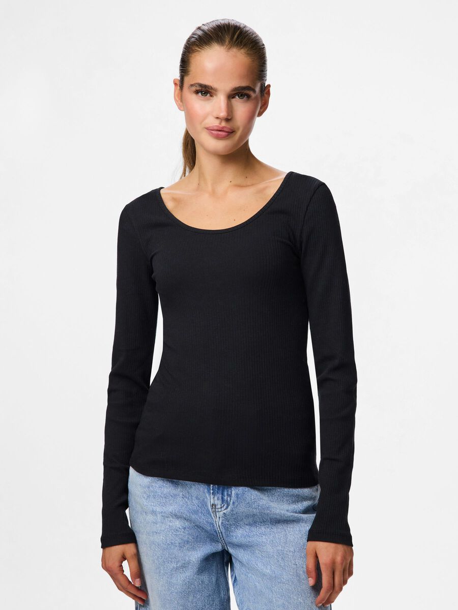 Product carousel image - PCKITTE TOP MET LANGE MOUWEN, Black | 1