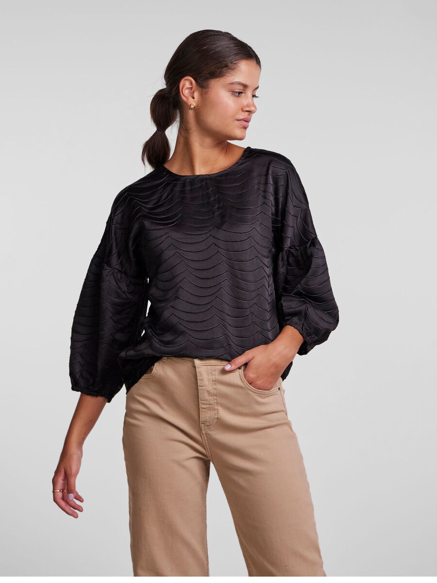 Pieces PCLULU PUFF SLEEVED TOP, Black, highres - 17139600_Black_003.jpg