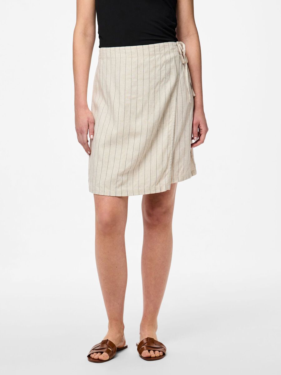 Product carousel image - PCPIA MINI LINEN BLEND WRAP SKIRT, Birch | 1