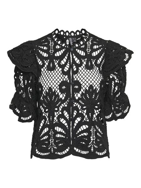 Pieces PCLYKKE SHORT SLEEVED BLOUSE, Black, highres - 17152025_Black_001.jpg
