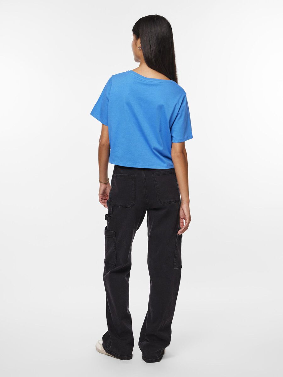 Pieces T-SHIRT CROPPED, French Blue, highres - 17146319_FrenchBlue_004.jpg