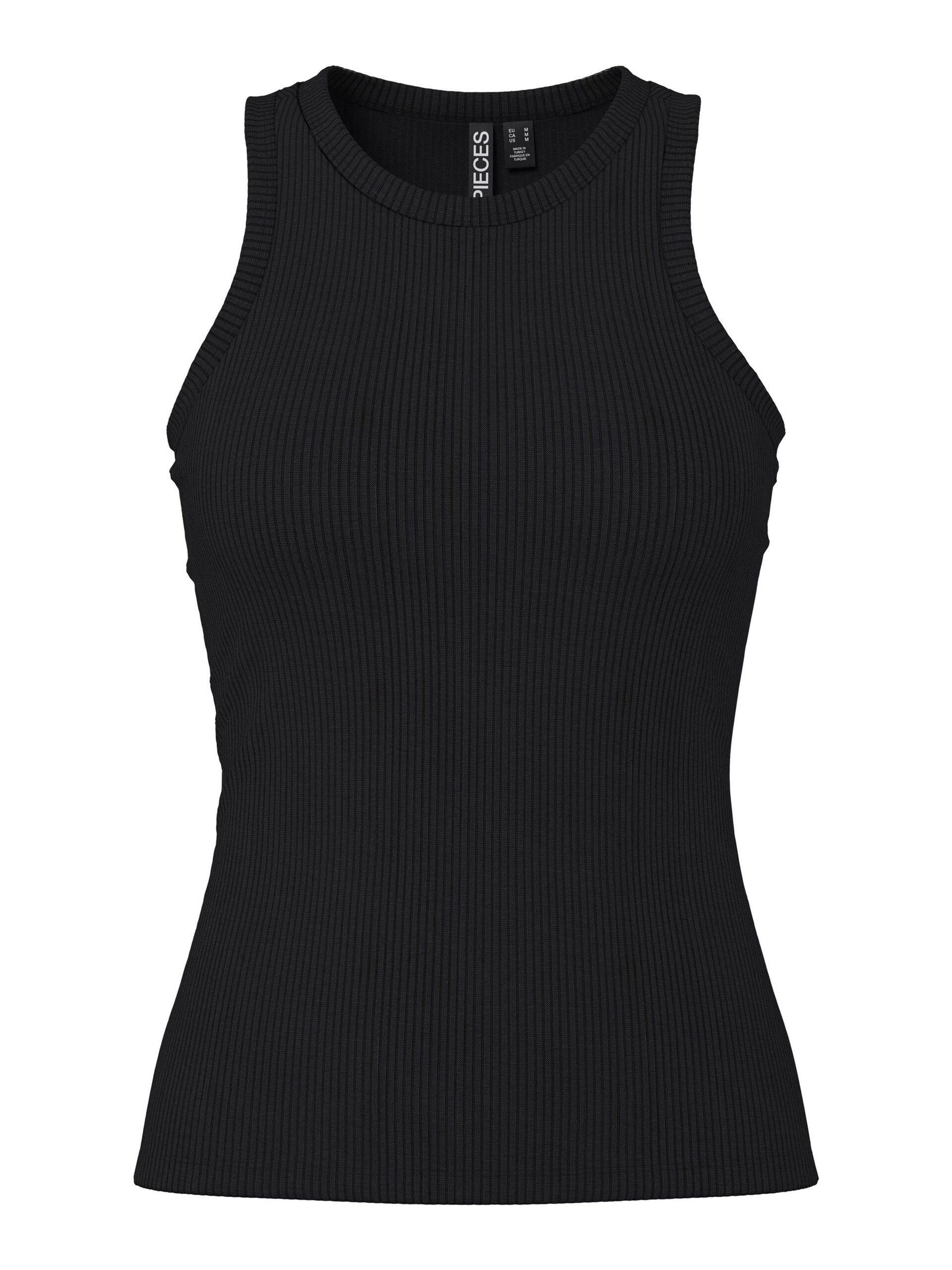 Carousel image - PCRUKA RIBBED TANK TOP, Black | 6