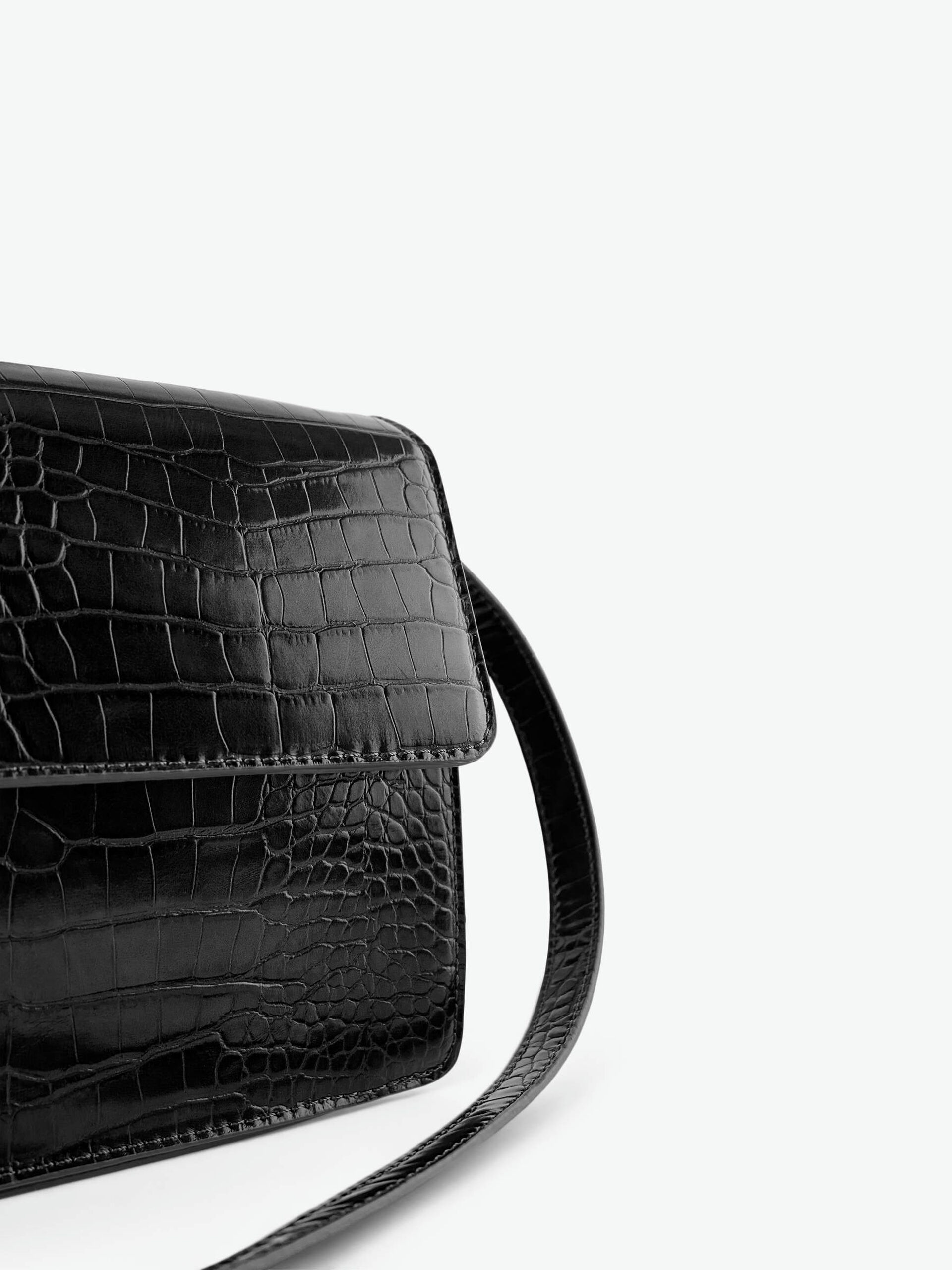 Carousel image - FAUX SNAKESKIN CROSSBODY BAG, Black | 5
