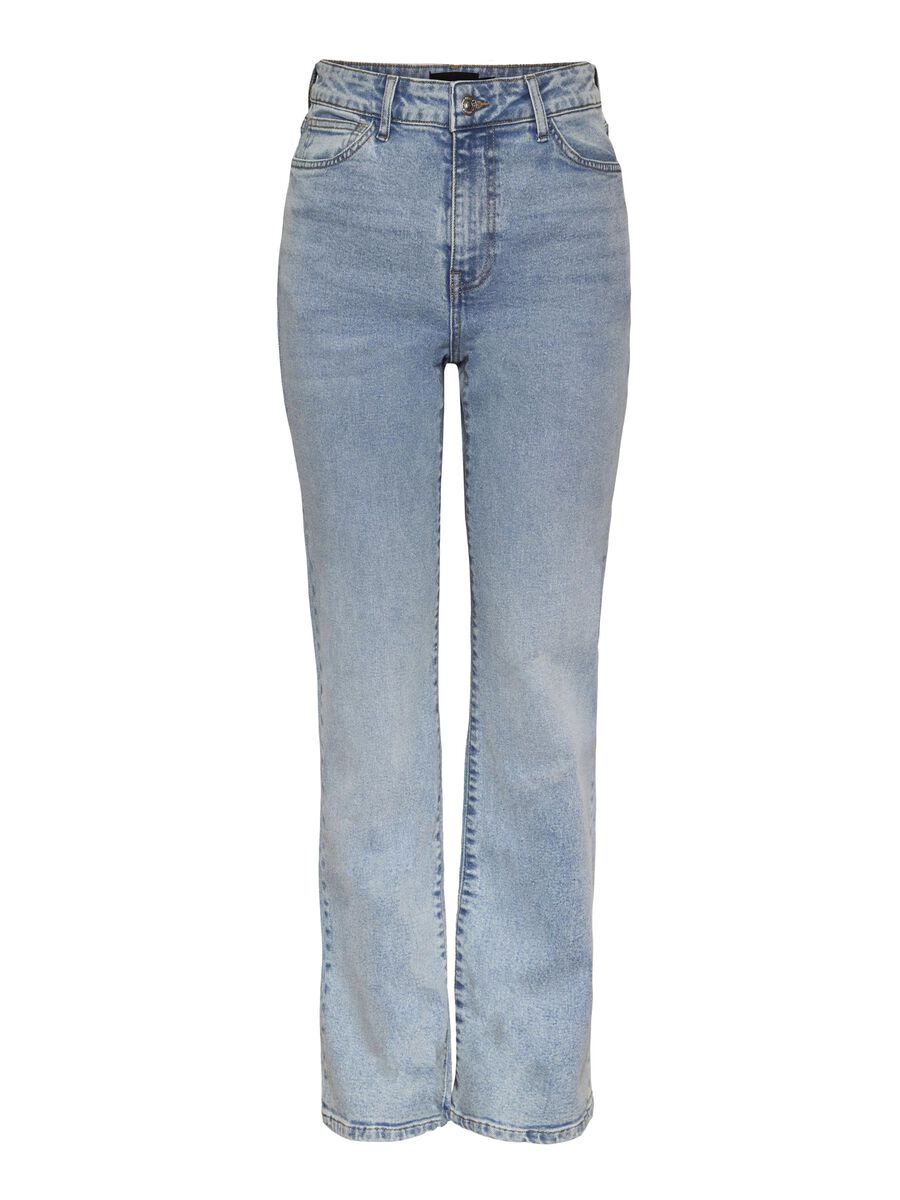 Pieces PCKELLY HW STRAIGHT FIT JEANS, Light Blue Denim, highres - 17148063_LightBlueDenim_001.jpg