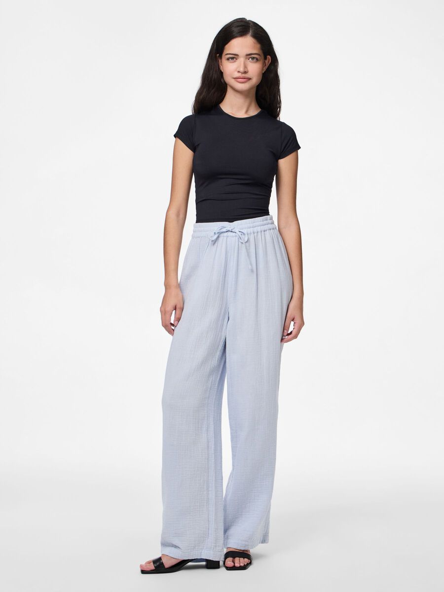 Carousel image - PCSASTINA HW MUSSELIN HOSE MIT WEITEM BEIN, Cashmere Blue | 1