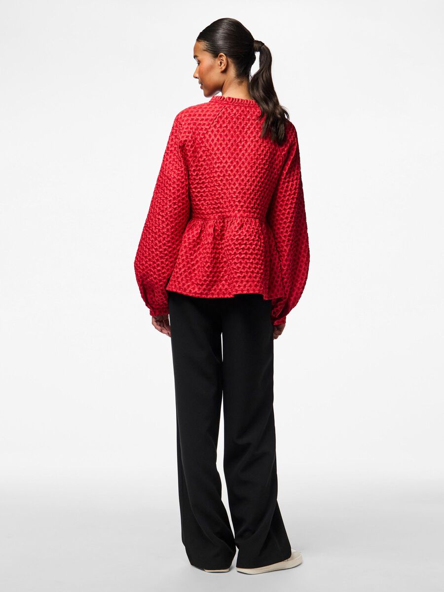 Pieces PCNIBE SHIRT MET LANGE MOUWEN, High Risk Red, highres - 17149864_HighRiskRed_004.jpg
