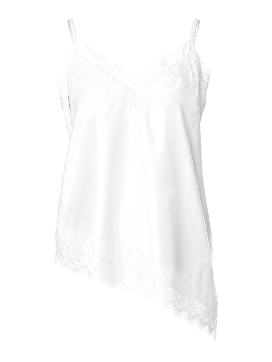 Carousel image - PCNOMI SATIN LACE STRAP TOP, Bright White | 1