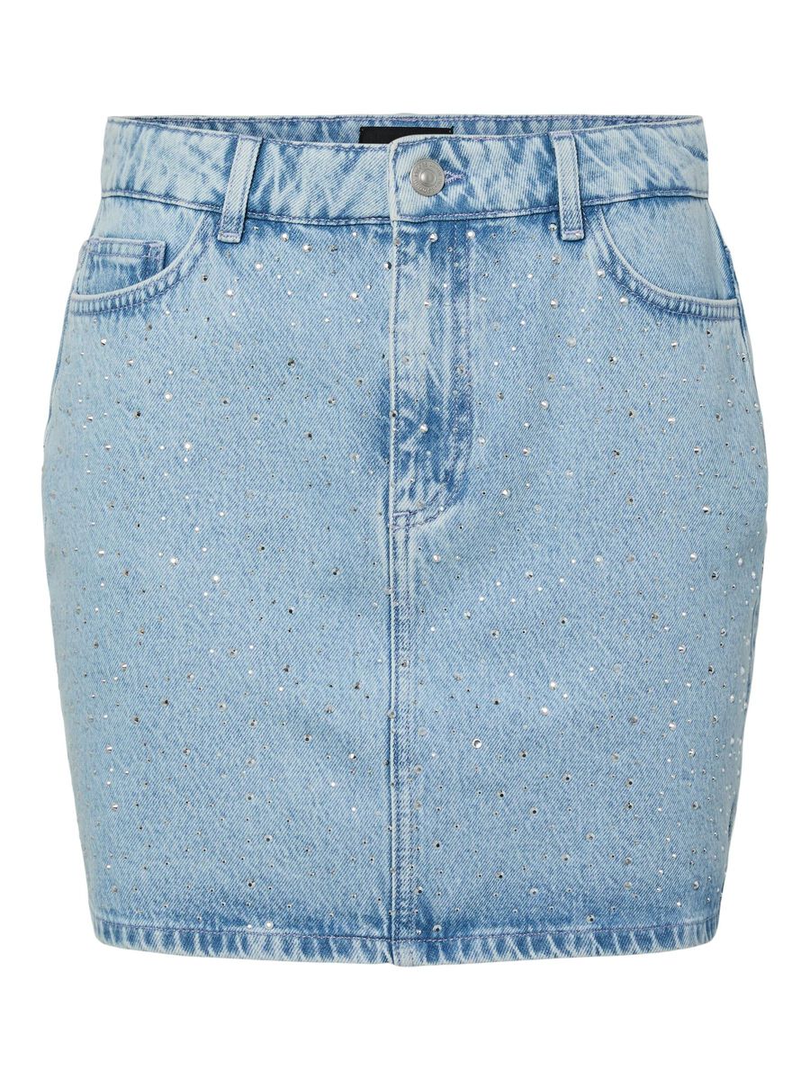 Pieces PCNOEL STRASS MINI JEANSROCK, Light Blue Denim, highres - 17163260_LightBlueDenim_1245778_001.jpg