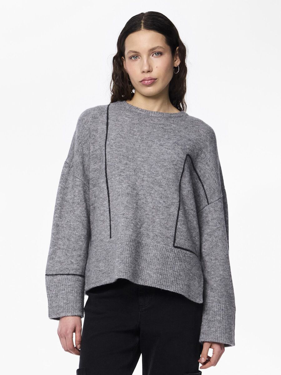 Pieces PCGALE KNITTED JUMPER, Medium Grey Melange, highres - 17154185_MediumGreyMelange_1149045_003.jpg