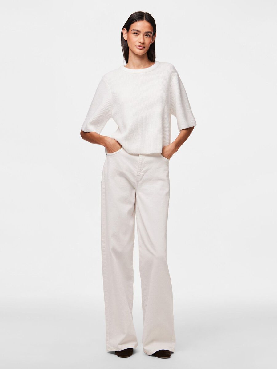 Pieces PCSILLY SHORT SLEEVED KNITTED TOP, Cloud Dancer, highres - 17158204_CloudDancer_005.jpg