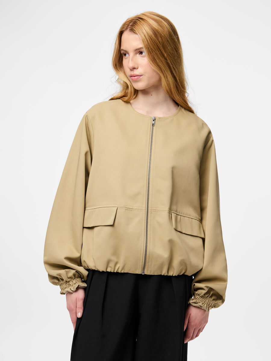 Product carousel image - PCBERIT BALLOON BOMBER JACKET, Travertine | 1