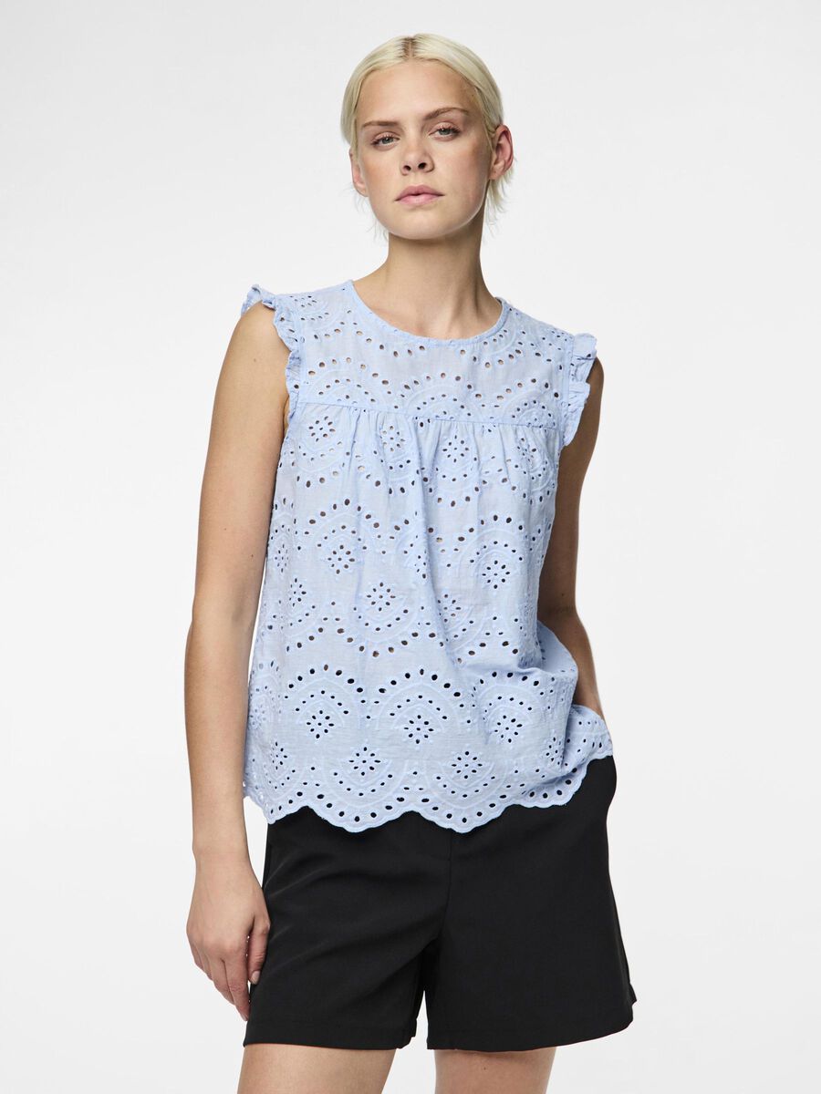 Pieces PCVILDE RUFFLE DETAIL TOP, Cashmere Blue, highres - 17154746_CashmereBlue_003.jpg