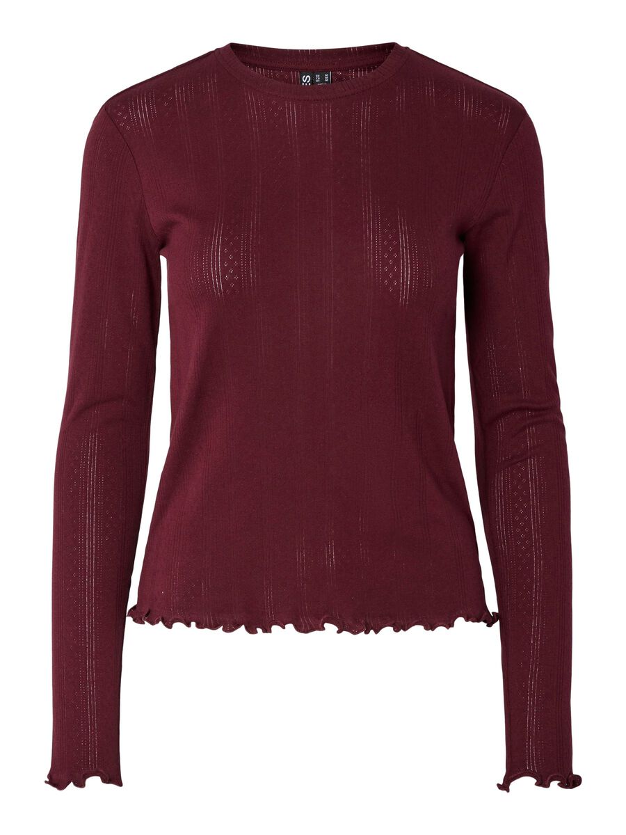 Pieces PCMARIE POINTELLE  LONG SLEEVED TOP, Tawny Port, highres - 17152052_TawnyPort_001.jpg