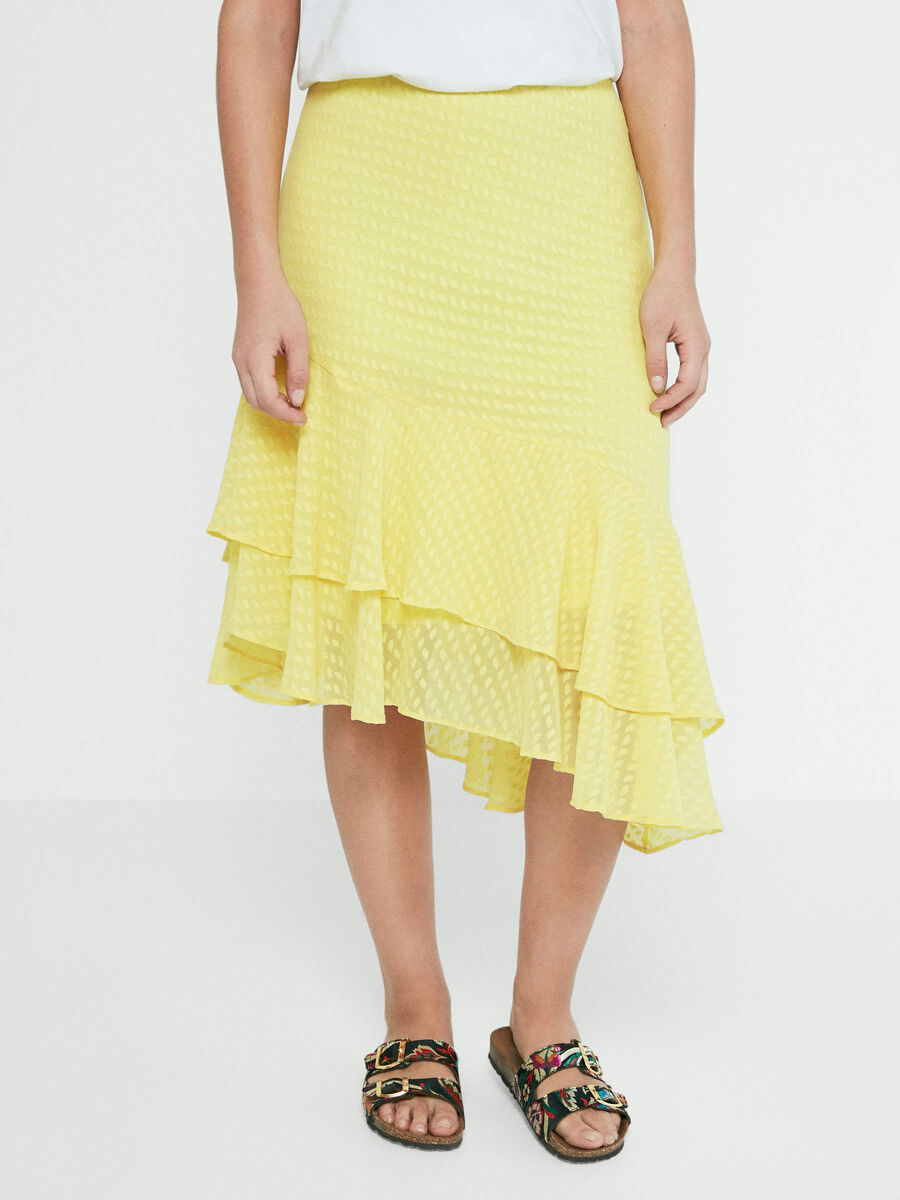 Pieces RUFFLE DETAILED SKIRT, Lemon Zest, highres - 17092726_LemonZest_003.jpg