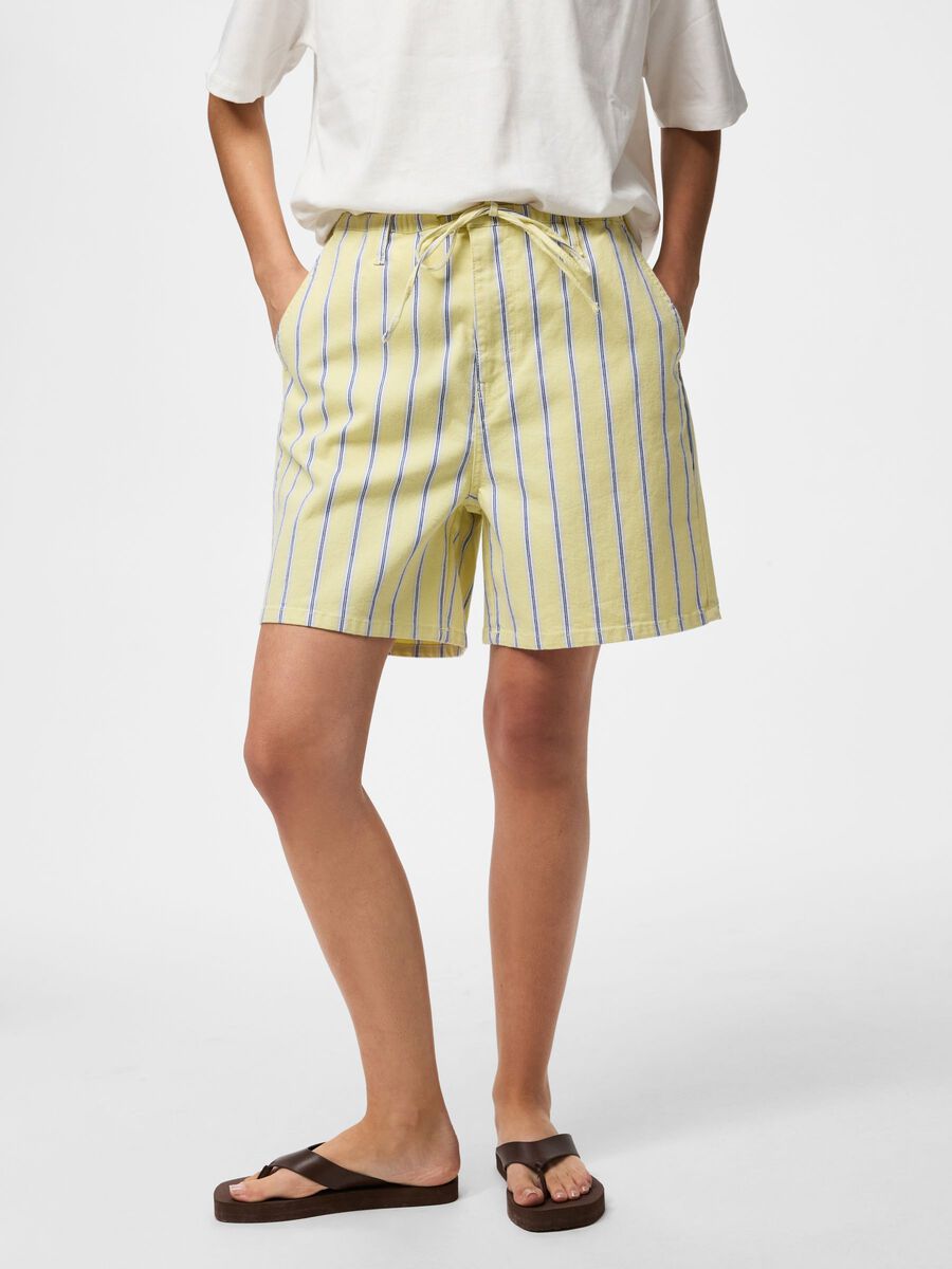 Product carousel image - PCBILLO MW TIE  DENIM SHORTS, French Vanilla | 1