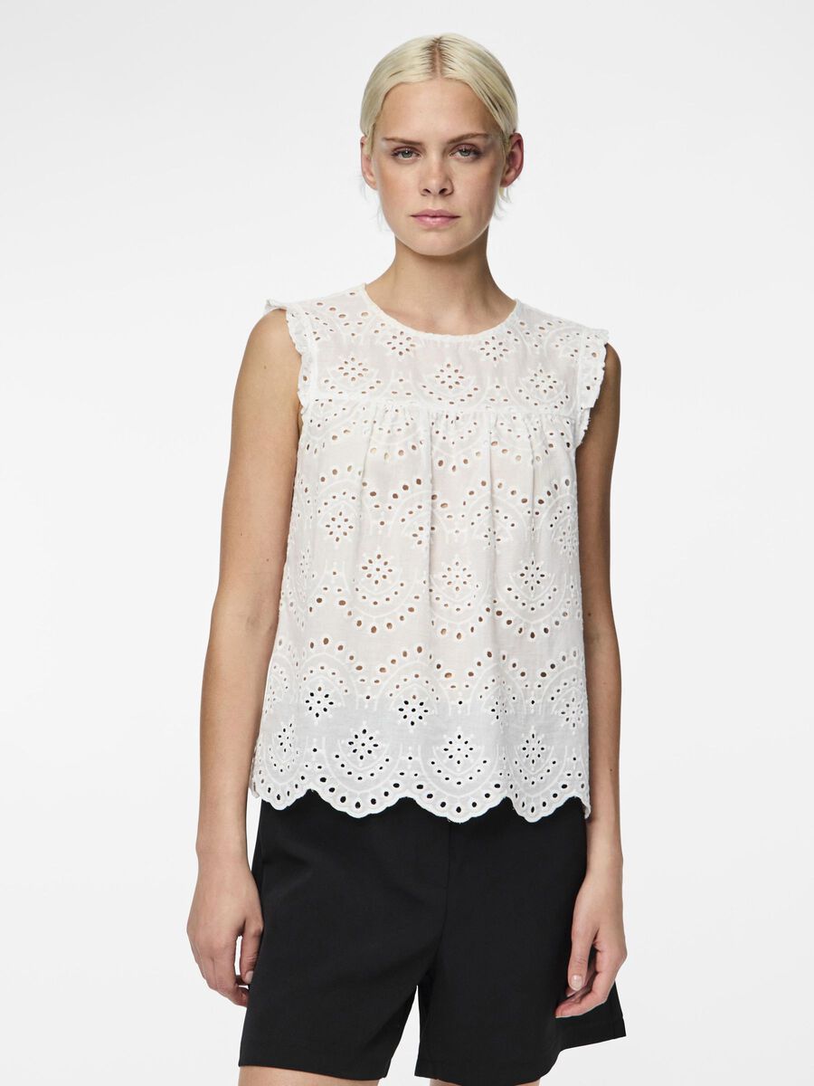 Pieces PCVILDE RUFFLE DETAIL TOP, Bright White, highres - 17154746_BrightWhite_003.jpg
