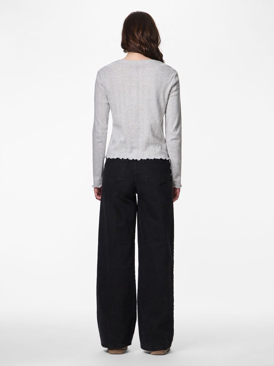 Product carousel image - PCMARIE POINTELLE  LONG SLEEVED TOP, Light Grey Melange | 2